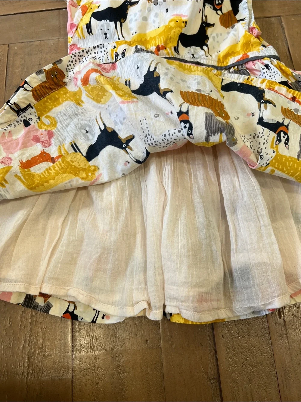 Pink chicken dog print short sleeve dress 6-12 months